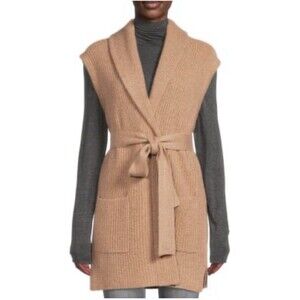 360 Cashmere Taliah Size M Belted 100% Cashmere Cardigan Color Toffee Tan